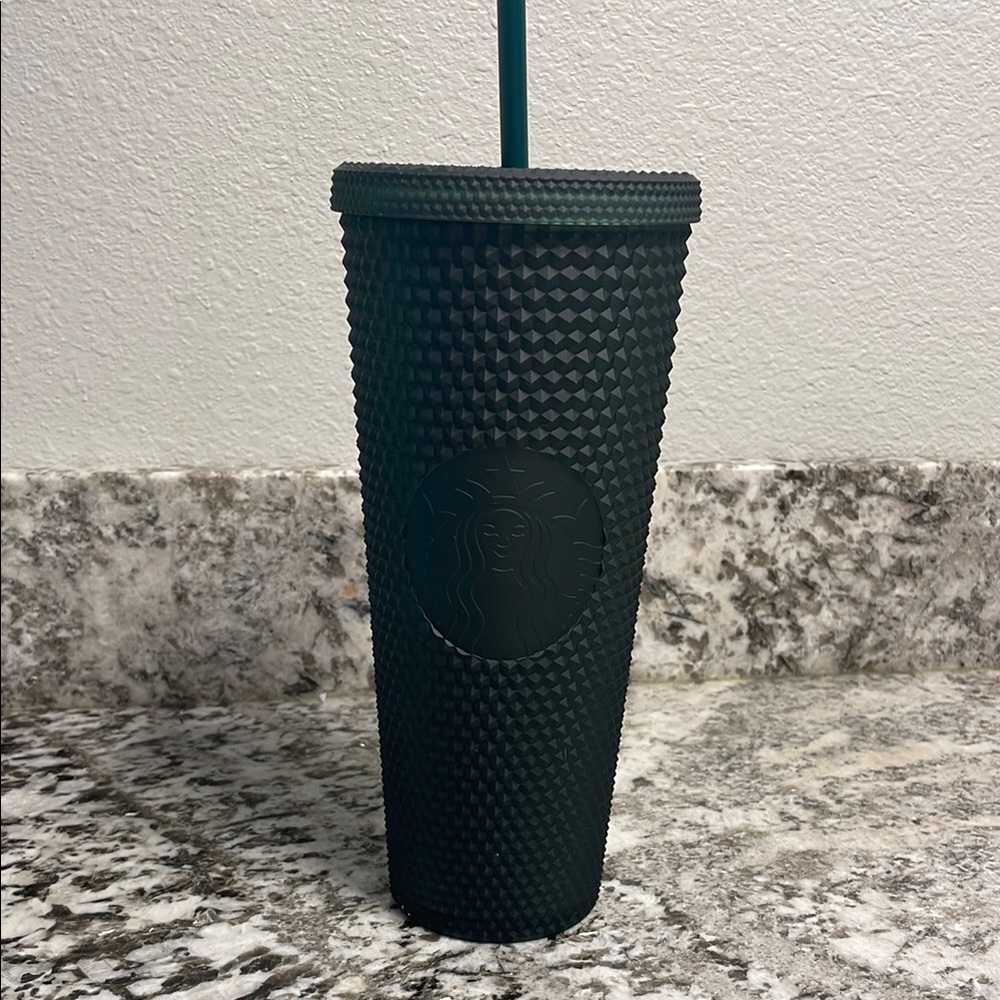 Starbucks Textured Dark Green Tumbler with Straw